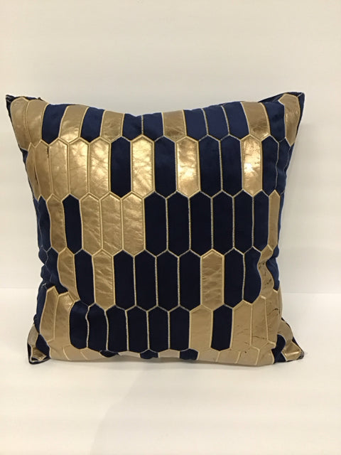 Blue Velour w/Gold Decor Pillow