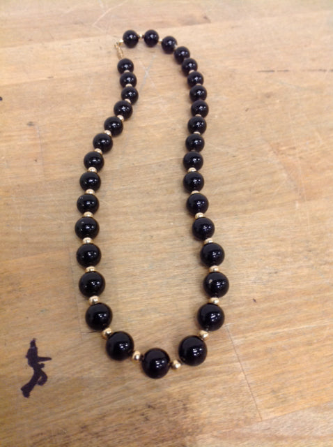 Necklace- Beaded Black & Gold