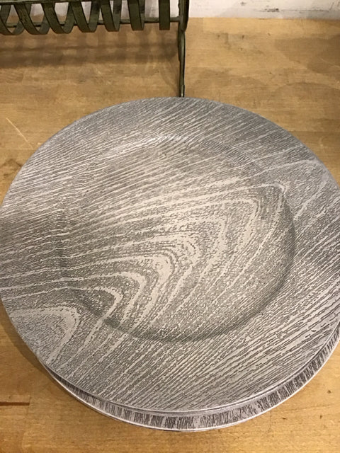 Set Of 12 13" Gray Woodtone Chargers