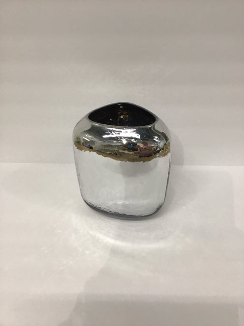 8" Silver Triangular Ceramic Vase