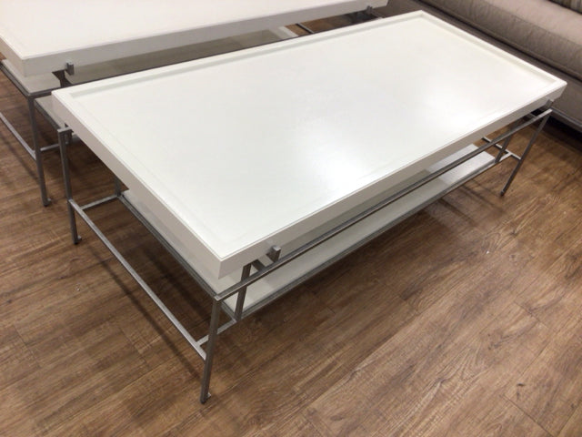 59" X 25" Langley French Metal Sparrow Top Coffee Table