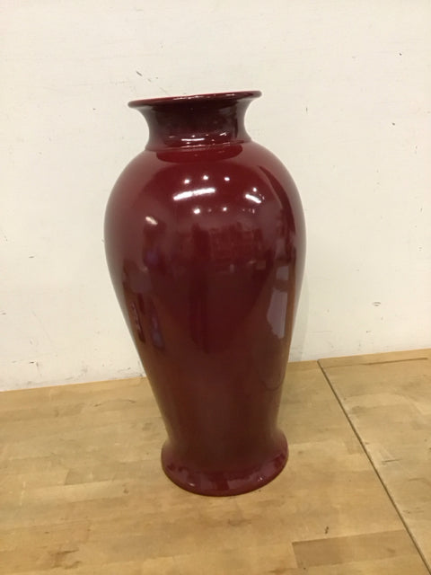 22" Deep Red Ceramic Vase