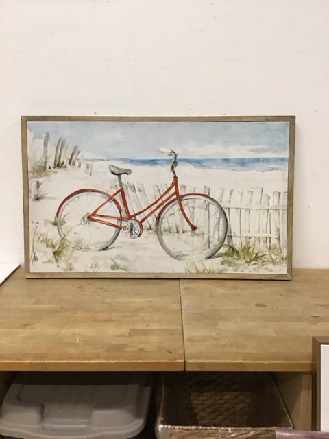 39x24 Framed Bicycle at the Beach
