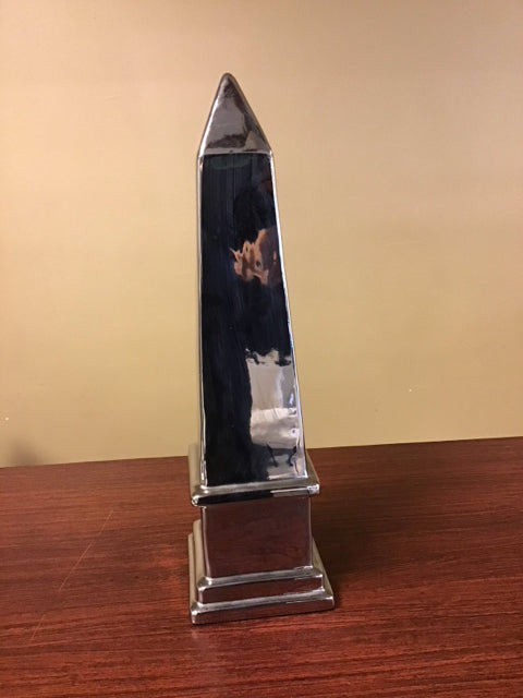 16" Metal Mirrored Obelisk Sculpture