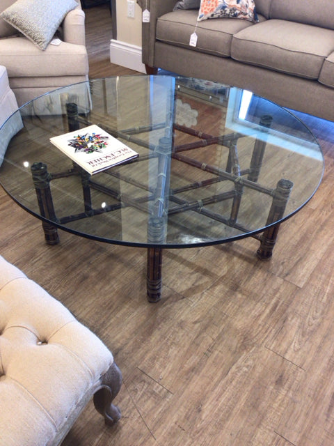 Coffee Table-Stickley Bamboo & Glass