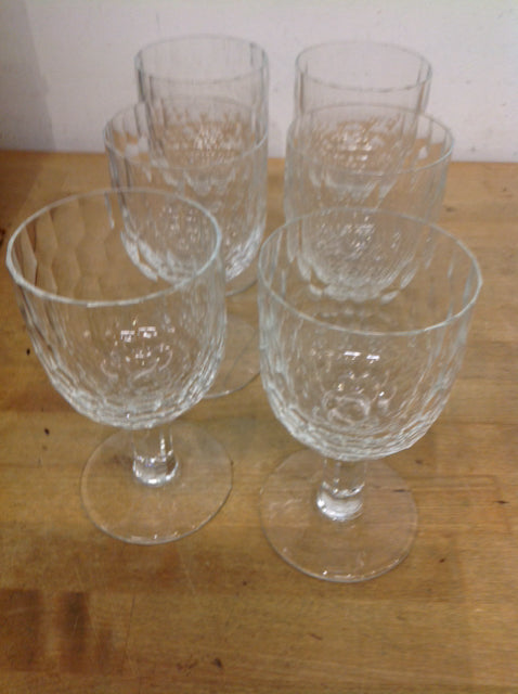 Set Of 6 Cut Crystal Wine Glasses