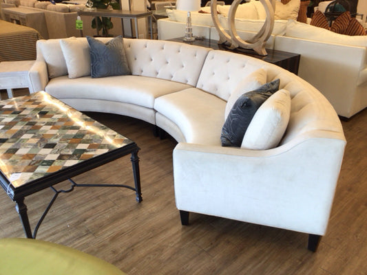 Jonathan Lewis Tufted Two Pc Curved Back Sofa W/4 Pillows