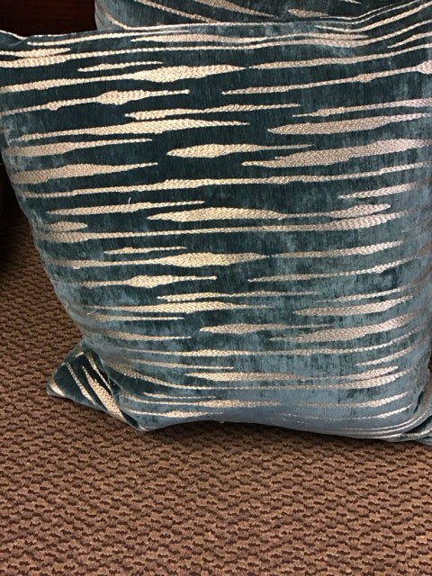 20" Green & Gold Metallic Down Filled Pillow