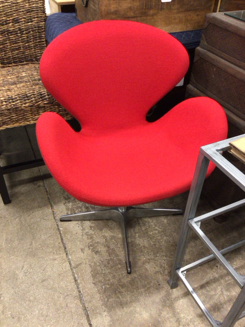 Red Fabric Swivel Chair