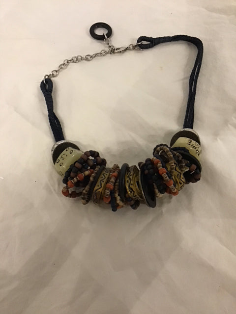 Stacked Colorful Textured Bead Necklace