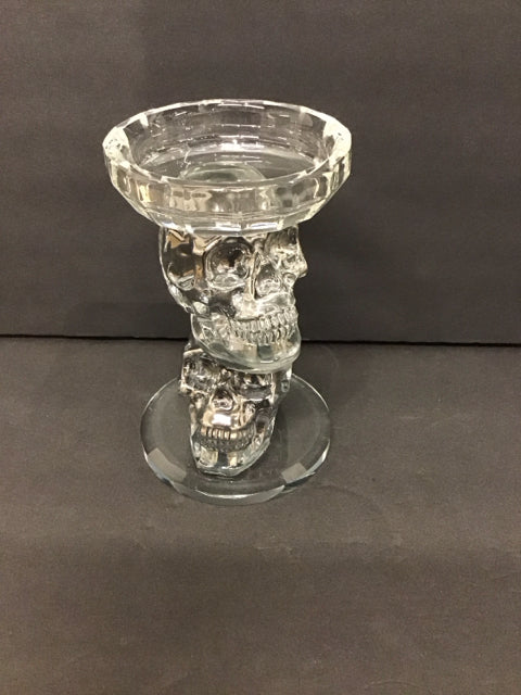 Double-Stacked Skulls Candle Holder
