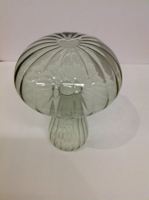 9.5 Green Tinted Blown Glass Mushroom