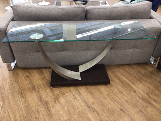 18" X 60" Contemorary Glass Top Console Table