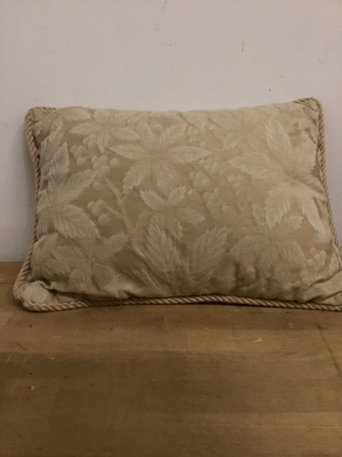 17"x11" Cream Damask Lumbar Pillow