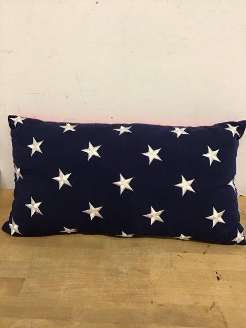 22"x12" Red Blue White Star Pillow