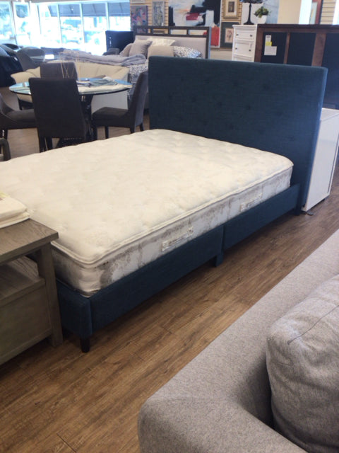 RTG Blue Upholstered Queen Bed