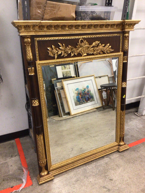 Brown & Gold Beveled Framed Mirror