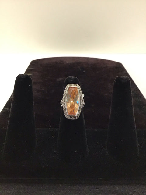 Silver Ring w/Elongated Orange Stone