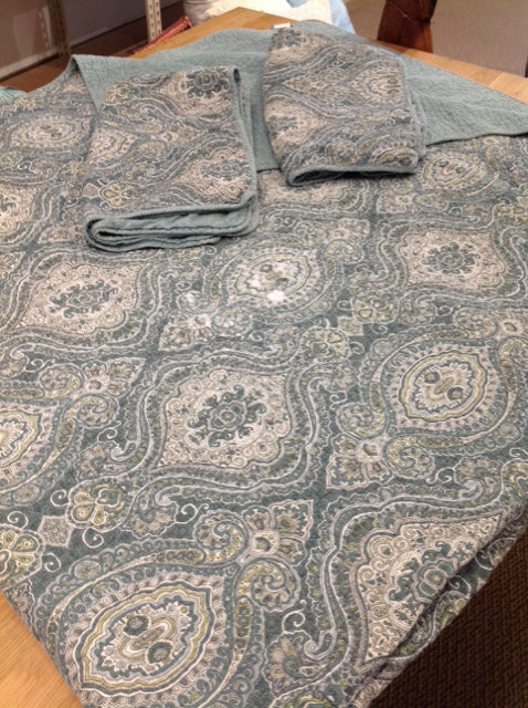 KING Tommy Bahama Teal/Paisley Comforter w/2 Shams