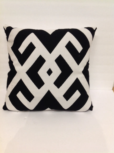White Pillow w/Black Geometric Design