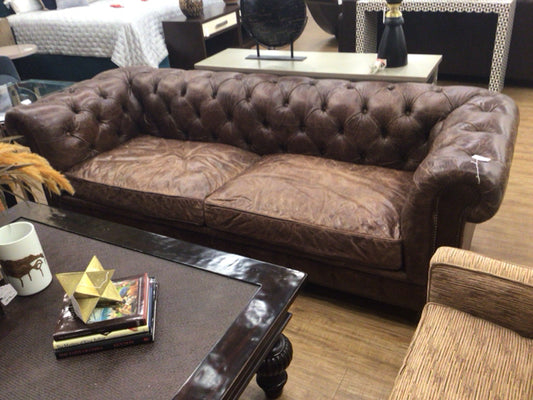 RH Leather Tufted Sofa