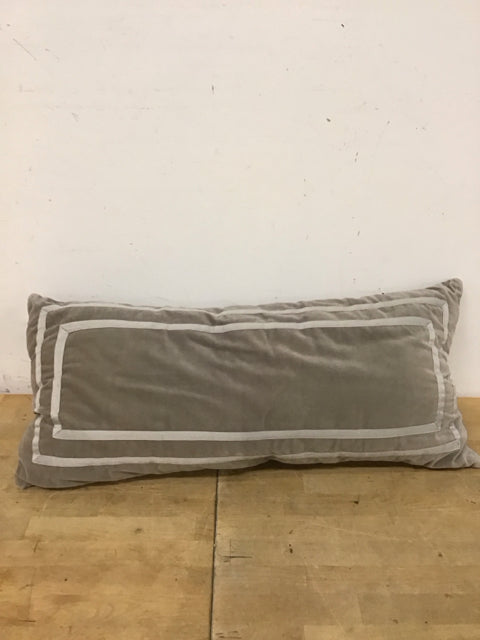 27"x12" Gray Velvet Lumbar Pillow