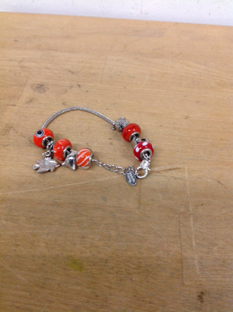 Bracelet- Silver Orange Charms