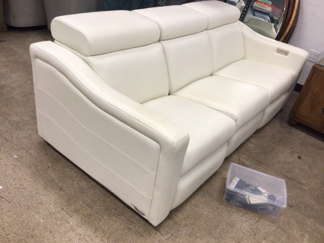 Leather Express White 3 Pc Leather Reclining Sofa