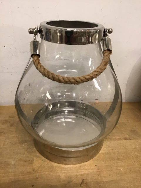 12" Glass & Stainless Steel Candle Holder/Vase/Bucket