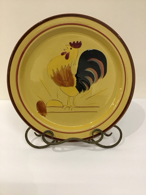 12"Rd Stangl Ceramic Rooster Plate w/Stand