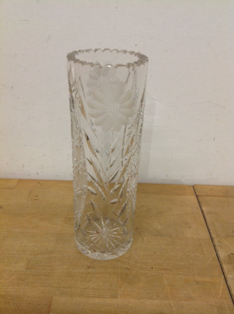 Vase- 12" Cut Crystal Flower