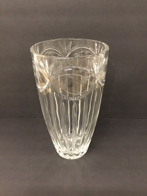 11" Carved Crystal Vase