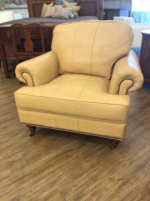 Lexington Home Tan Leather Rolled Arm Chair