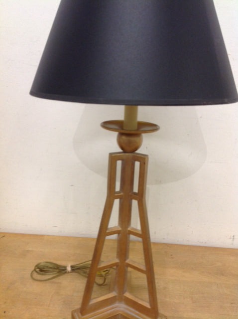 28" Gold Metal W Black Shade Lamp