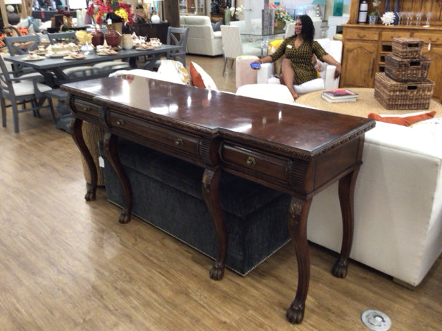 Century Wood Three Drawer Console Table
