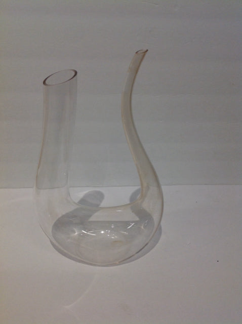 13" Abstract Clear Glass Vase