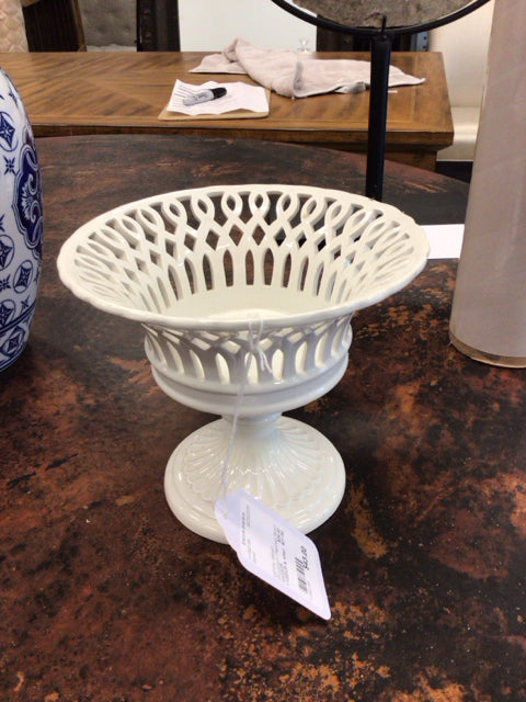 White Italian Porcelain Pierced Bowl