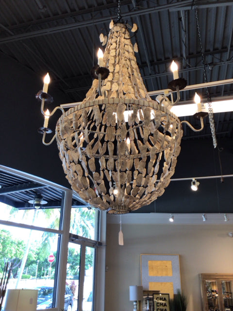 42" X 65" Low Country Originals Custom Oyster Shell Chandelier