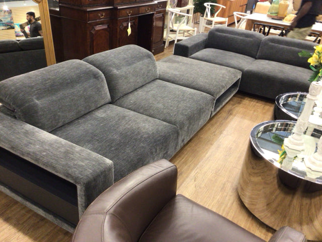 Bo Concept Grey Fabric Two PC Sectional W/Ottoman