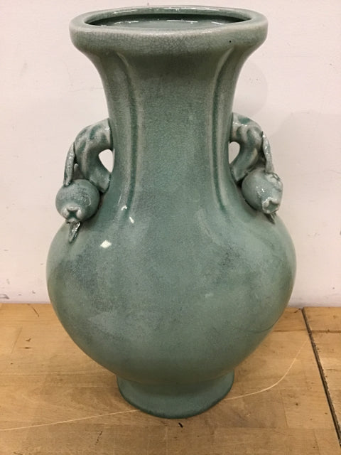 14" Green Ceramic Vase