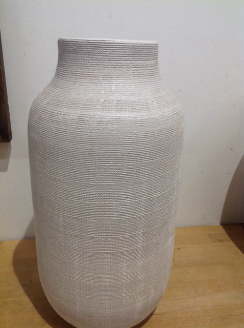 Vase- 22" C B 2 White Linen Pottery