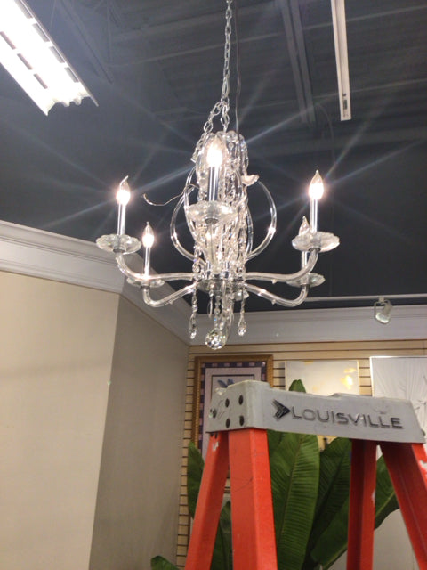 AS-IS Schonbek Siena Six Light Chandelier(Missing Crystals)