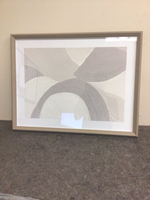 26" X 20" Light Wood Framed Textured Abstract Print
