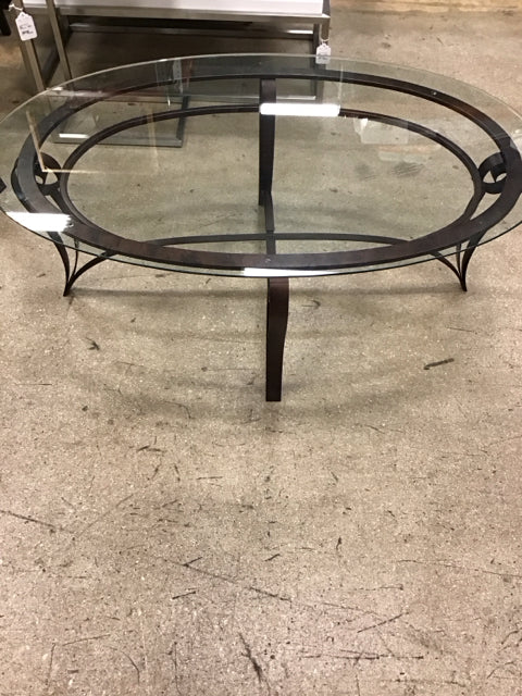 52"x34" Glass & Bronze Color Coffee Table