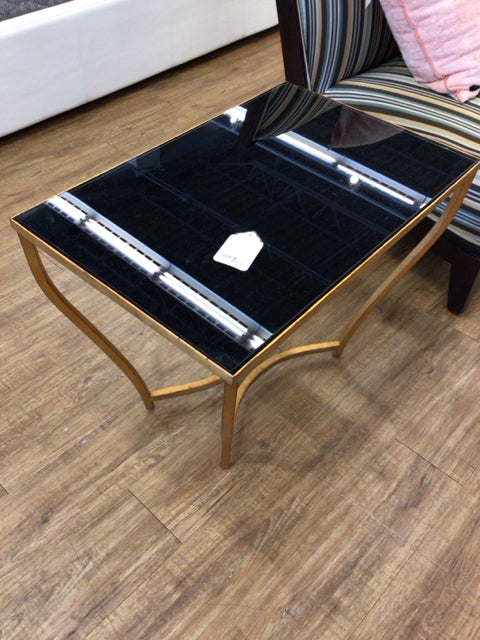Gold/Black Glass Accent Table