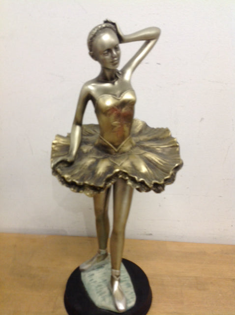 20" Gold Resin Ballerina Statue