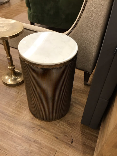 Rd Marble Gold Metal Accent Table