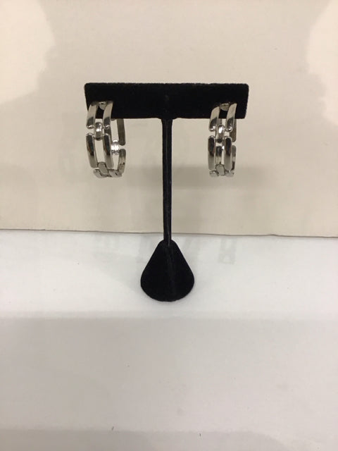 Silver Tone Chain Link Hoop Earrings