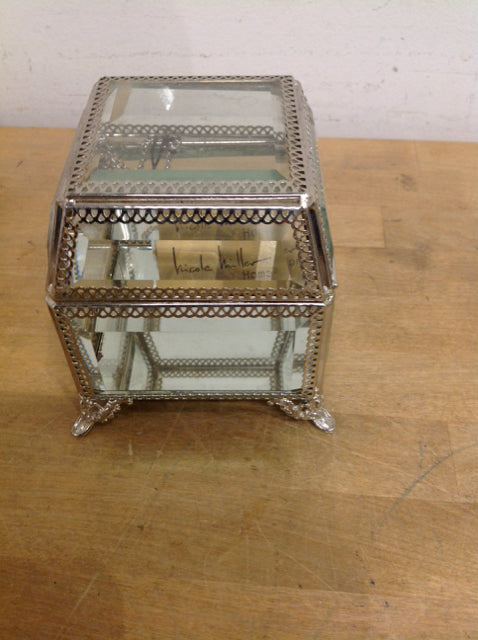 4" Nicole Miller Silver & Glass Box