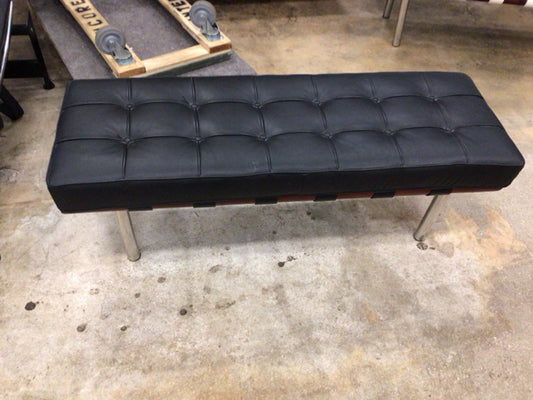 Black Vinyl Button Tufted Bench